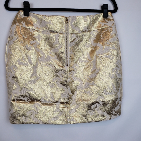 Line & Dot Damask Pleated Metallic Skirt - Picture 3 of 6